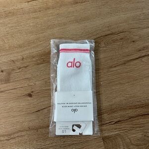 Alo White and Pink half crew Athletic Socks NWT